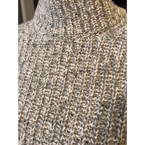 Ann Taylor Gray Wool-Blend Tunic Sweater with Funnel Neckline, Size Small - Picture 3 of 6